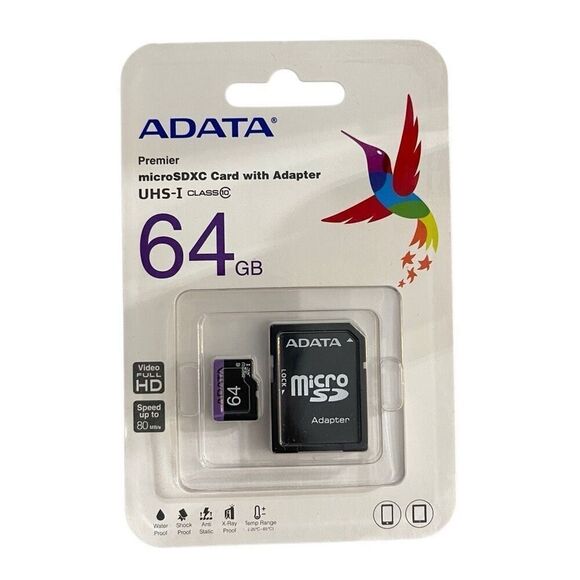 ADATA Premier 64GB MicroSDXC Card with Adapter – High-Speed & Reliable Storage - Picture 1 of 10